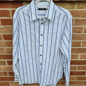 Mondo De Marco Striped Button Up Shirt Men's Size Large 100% Cotton